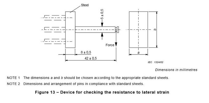 Figura 13 dispositivo di IEC 60884-1 del tester di vita del commutatore per il controllo della resistenza alla forza laterale di sforzo 5N 0