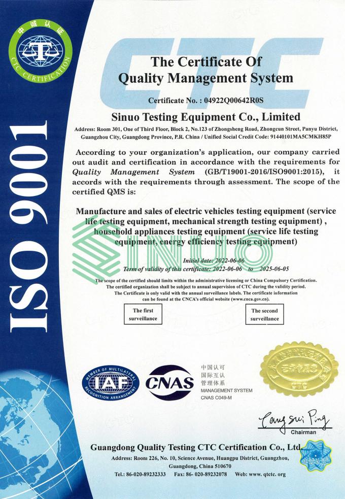ultime notizie sull'azienda Sinuo ha passato con successo il ISO9001: Certificazione 2015 del sistema di gestione della qualità  0