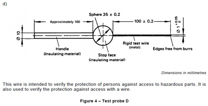 IEC61032 la figura 4 la protezione verifica che sonda D della prova per le parti pericolose provi 0