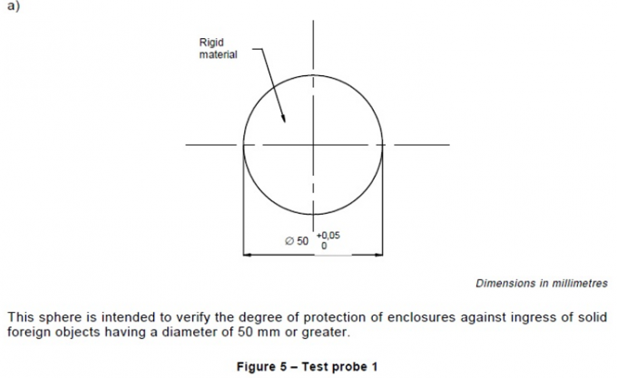 Figura 5 Ф50mm della sonda 1 della prova di IEC 61032 per le recinzioni contro la prova dell'ingresso 0
