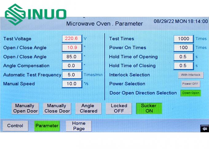 IEC60335-2-25 Macchina di prova della resistenza della porta del forno a microonde del frigorifero 0