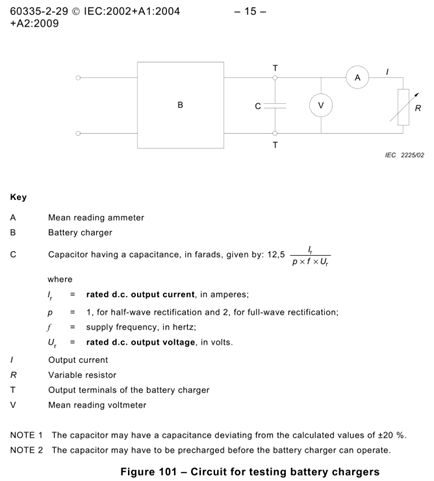 IEC 60335-2-29 Fig. 101 Apparecchiatura di prova del normale funzionamento del caricabatterie per la prova del caricabatterie 0