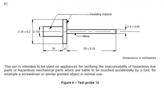 Figura 8 Pin acciaio temperato di IEC 61032 della prova della sonda 12 Ф4mm della prova 0