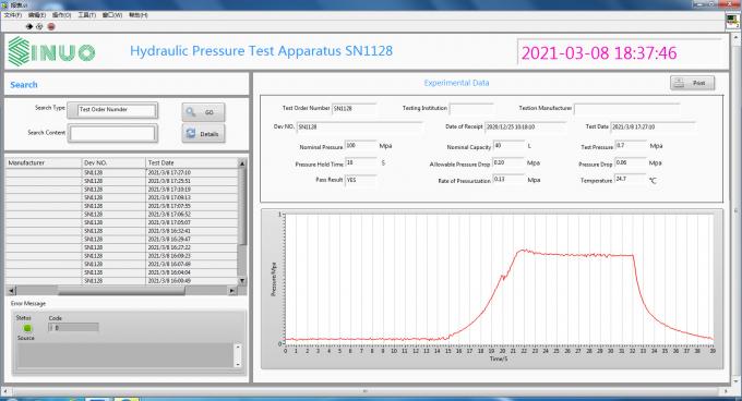 Operazione di computer idrostatica del sistema di prova di pressione 2.5Mpa di IEC 60335-2-21 0