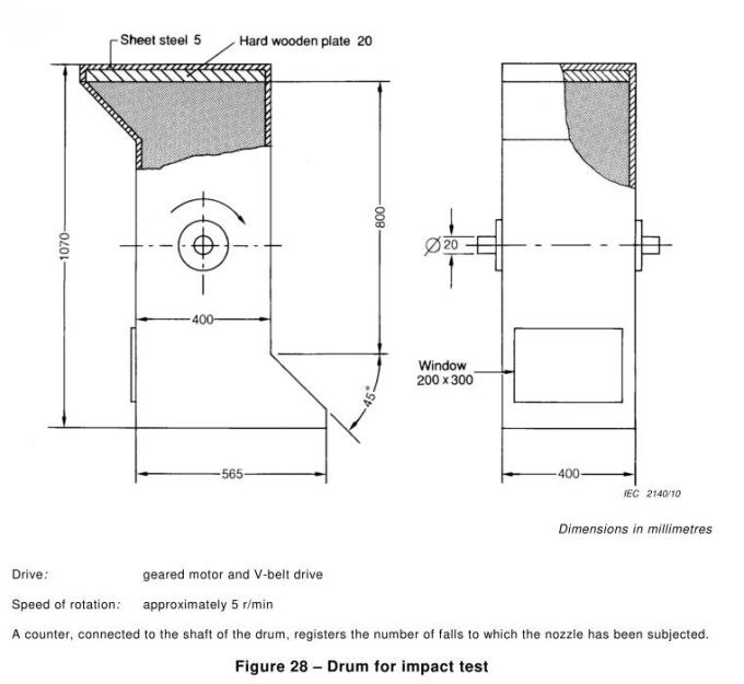 IEC60598-1 macchina di ruzzolamento della prova della caduta libera del barilotto di clausola 4.13.6 0