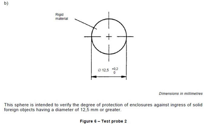 Figura 6 Ф12.5mm della sonda 2 della prova di IEC 61032 per le recinzioni contro la prova dell'ingresso 0