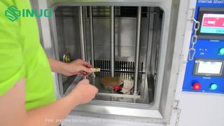 Test del rischio di esplosione della batteria! Simulazione di cortocircuito interno IEC 62133